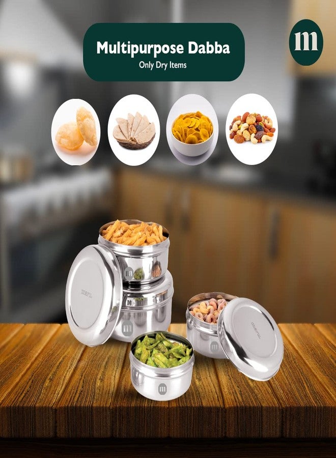 MARU Fridge Storage Containers Stainless Steel set of 4 ((250ml, 450ml, 600ml, 850ml) - Small Round Airtight Food Storage Container, Multipurpose Kitchen Boxes for Leftovers Food, Roti, Chapati & Atta - Image 4